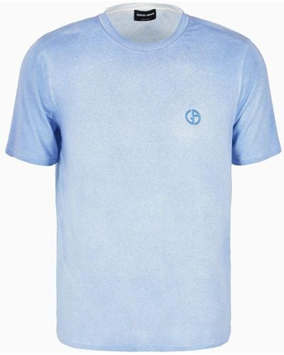 Giorgio Armani T-shirt Girocollo In Jersey Di Misto Modal - Blu