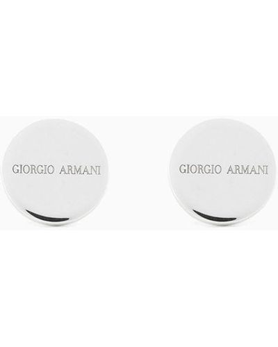 Giorgio Armani Gemelos De Plata 925 Con Logotipo - Blanco