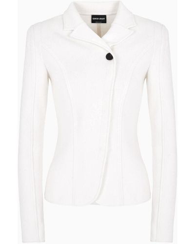 Giorgio Armani Single-breasted Jacket In Cashmere - White