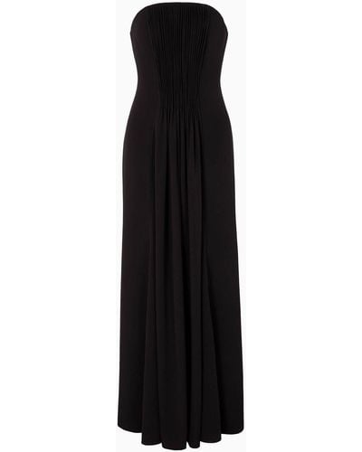 Giorgio Armani Asv Triple Silk-georgette Bustier Dress - Black