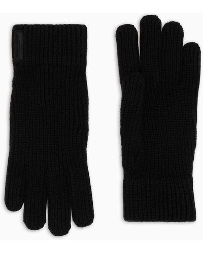 Giorgio Armani Gloves In Pure Cashmere Knit - Black