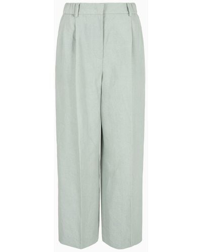 Giorgio Armani Wide-legged Linen Trousers - Grey