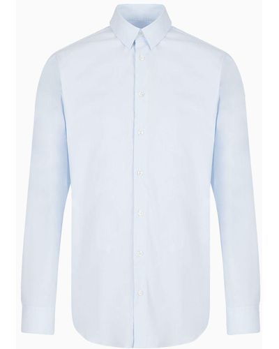 Giorgio Armani Stretch Fabric Shirt With Collar Stays - White
