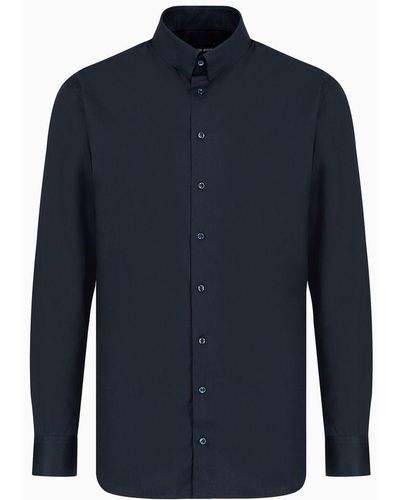 Giorgio Armani Camicia In Twill Di Cotone Luxury - Blu