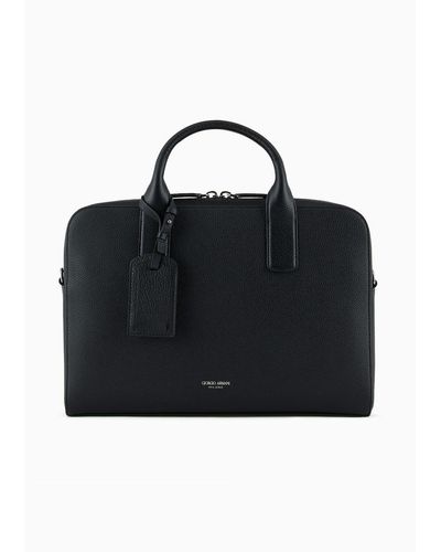 Giorgio Armani Briefcase In Pelle Granata - Nero