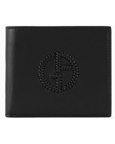 Giorgio Armani Bifold-portemonnaie Aus Nappaleder Mit Logo-stickerei - Weiß