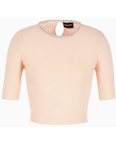 Giorgio Armani Cashmere Cropped Crew-neck Sweater - Pink