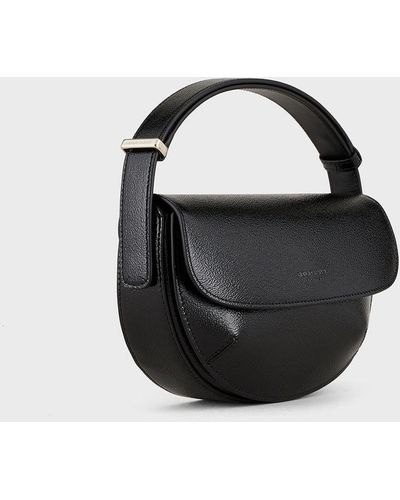 Giorgio Armani Small Half-moon La Prima Bag In Crinkled Patent Leather - Black
