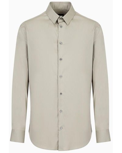 Giorgio Armani Slim-fit Shirt In Cotton Poplin - Multicolor
