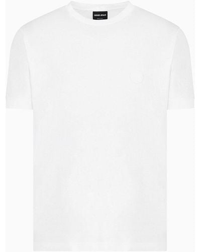 Giorgio Armani T-shirt À Manches Courtes En Jersey De Coton Pima - Blanc