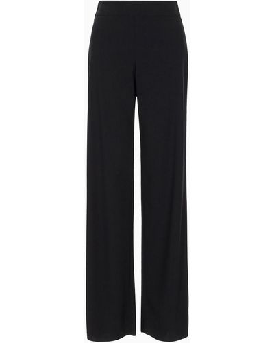 Giorgio Armani Wool Crepe Trousers - Black