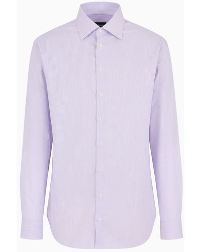 Giorgio Armani Regular-fit Shirt In Striped Cotton - Purple
