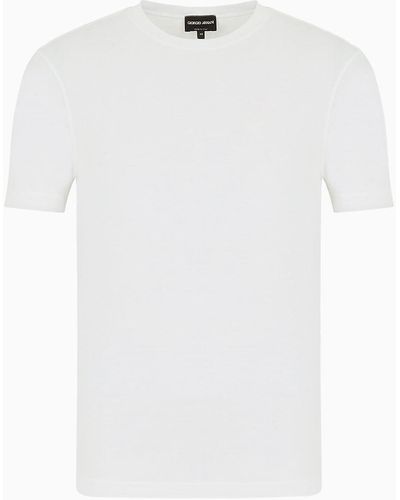 Giorgio Armani Camiseta Icon De Punto De Viscosa Elástico Con Cuello Redondo - Blanco