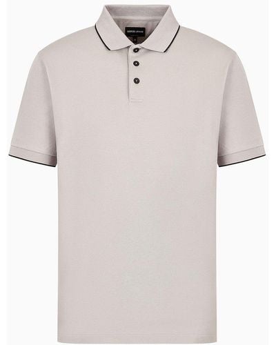 Giorgio Armani Piqué Polo Shirt In Lisle Cotton Yarn - White