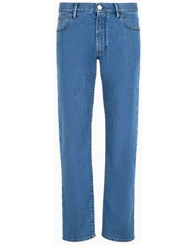 Giorgio Armani Regular-fit Five-pocket Cotton-denim Pants - Blue