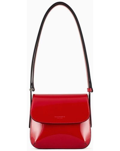 Giorgio Armani Small La Prima Bag In Patent Leather - Red