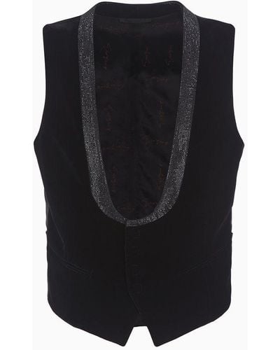 Giorgio Armani Giorgio's Single-breasted Waistcoat In Velvet - Black