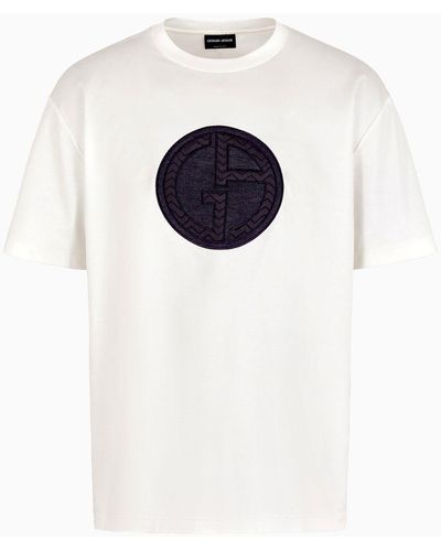 Giorgio Armani T-shirt Ras-du-cou En Interlock De Pur Coton - Blanc
