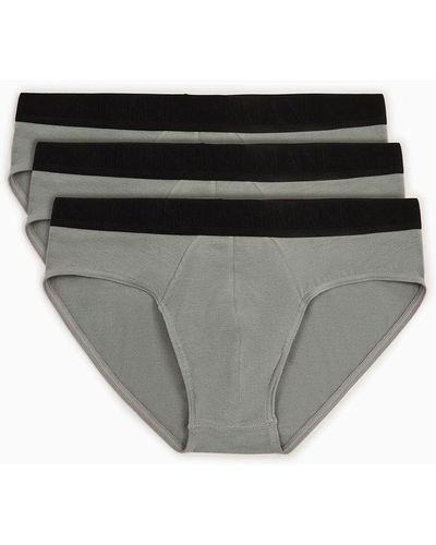 Giorgio Armani Pack Of Three Stretch Jersey Briefs - Black