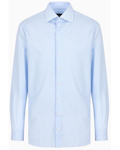 Giorgio Armani Micro-textured Cotton Shirt - Blue