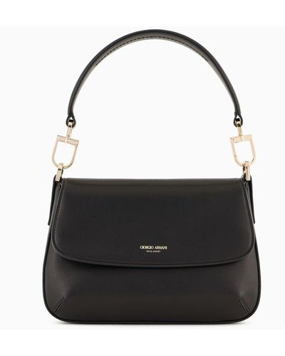 Giorgio Armani Small La Prima Soft Baguette Bag In Nappa Leather - Black