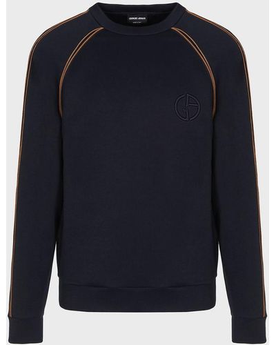 Giorgio Armani Sweatshirt Aus Doppellagigem Jersey Und Micromodal - Blau