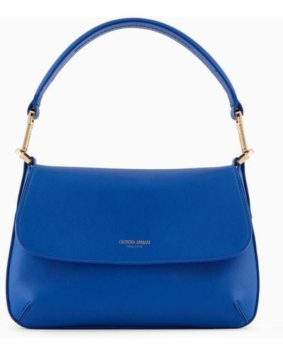 Giorgio Armani Small La Prima Soft Baguette Bag In Nappa Leather - Blue