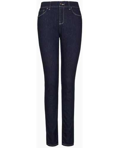 Giorgio Armani Jeans Slim Fit In Denim Di Cotone Stretch - Blu