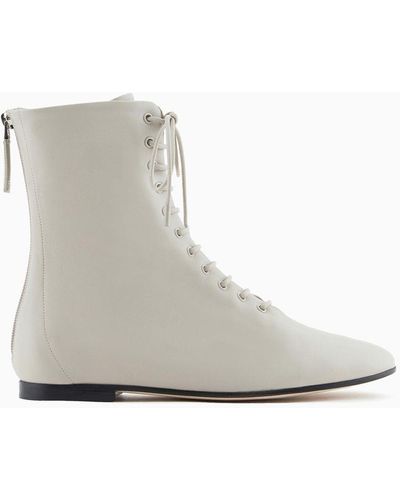 Giorgio Armani Nappa Leather Ankle Boots - White