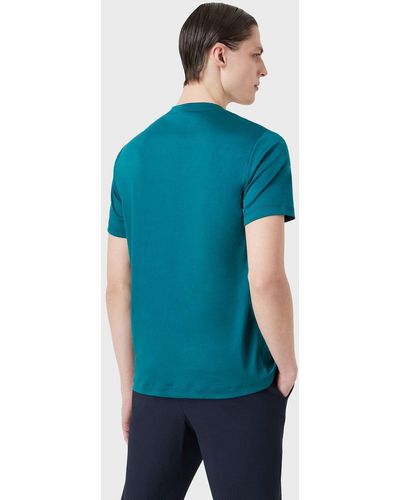Giorgio Armani T-shirt En Interlock De Coton Avec Broderie Logo - Vert