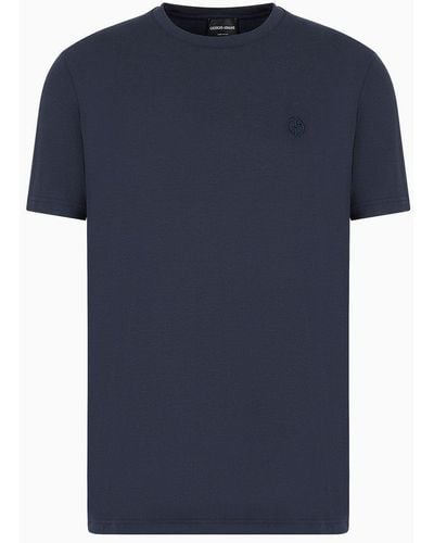 Giorgio Armani T-shirt De Détente À ches Courtes En Jersey Stretch - Bleu