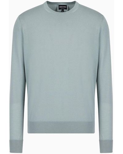 Giorgio Armani Pull Ras-du-cou En Laine Vierge - Gris