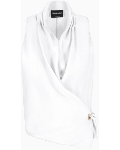 Giorgio Armani Asv Organic Silk Cross-over Top - White