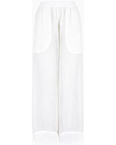 Giorgio Armani Wide Linen-blend Trousers - White