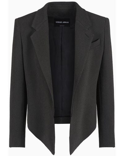 Giorgio Armani Single-breasted Jacket In Stretch Viscose - Black