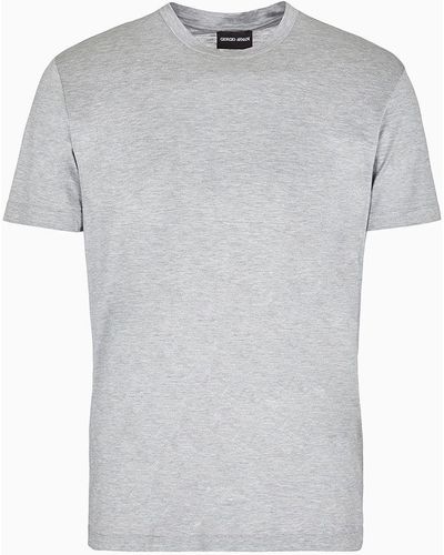 Giorgio Armani T-shirt Aus Glattem Jersey Aus Seide Und Baumwolle - Weiß