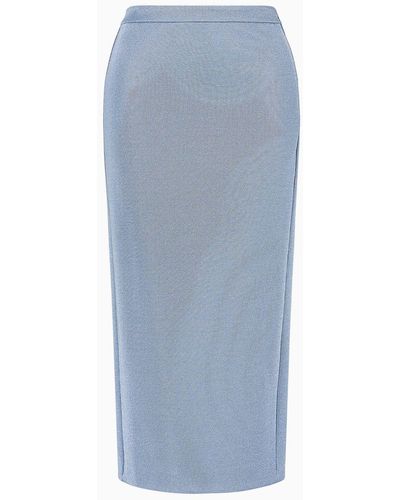 Giorgio Armani Pull Ras-du-cou En Jersey Doublé De Viscose - Bleu