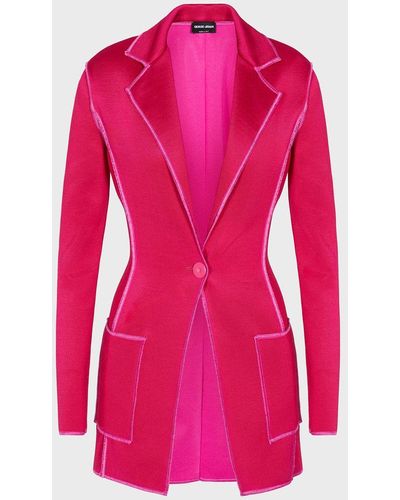 Giorgio Armani Jacket In Two-tone Double Viscose Jersey - Pink