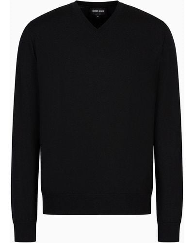 Giorgio Armani Pure Virgin Wool, Crew-neck Sweater - Black