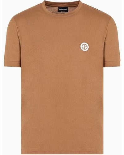 Giorgio Armani Short-sleeved Pima Cotton Jersey T-shirt - Brown