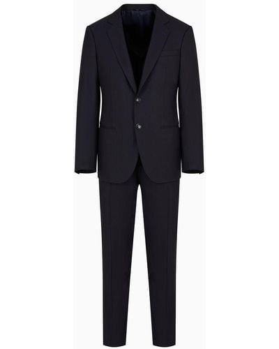 Giorgio Armani Manhattan Line Virgin-wool Single-breasted Suit - Blue