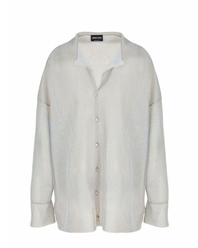 Giorgio Armani Iridescent Jersey Oversized Shirt - Gray