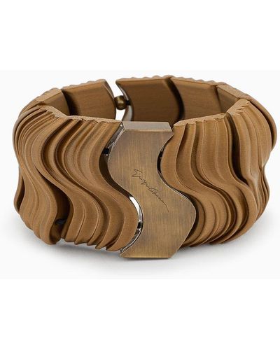 Giorgio Armani Bracelet With A Wave-effect Motif - Metallic