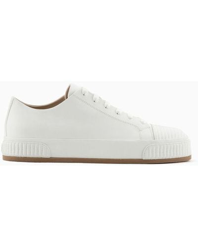 Giorgio Armani Nappa-leather Sneakers - White