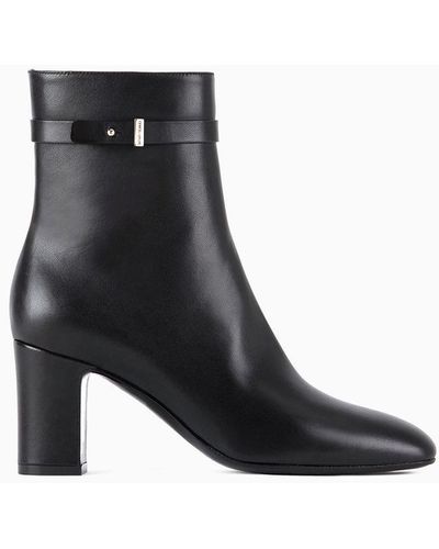 Giorgio Armani Nappa-leather High-heeled Ankle Boots - Black