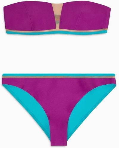 Giorgio Armani Bandeau Bikini With Tulle Details - Purple