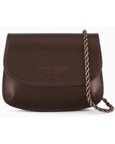 Giorgio Armani Mini La Prima Charm Handbag In Lamé Leather - White