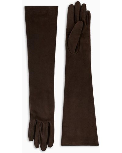 Giorgio Armani Long Nappa-leather Gloves - Brown
