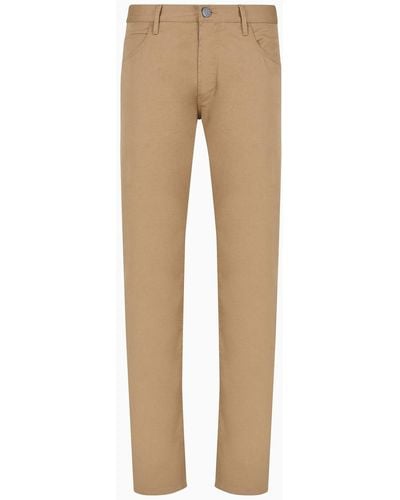 Giorgio Armani Regular-fit Five-pocket Pants In Stretch Cotton - Natural