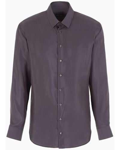 Giorgio Armani Regular-fit Silk Shirt - Purple